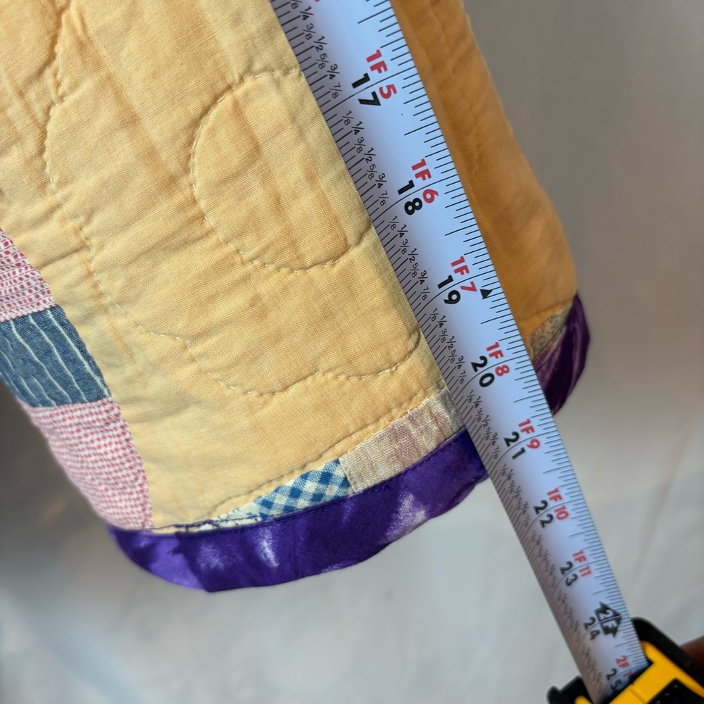 Handcrafted Vintage Double Wedding Ring Design Quilt Up Cycled Bog Jacket S-M - Picture 9 of 12
